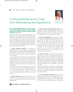Cutting Maintenance Costs And Maintaining the