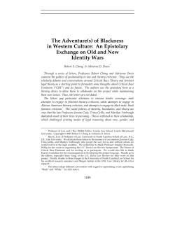 The Adventure(s) of Blackness in Western Culture: An Epistolary
