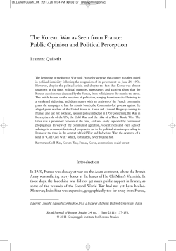 The Korean War as Seen from France: Public Opinion and Political