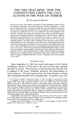 Ties That Bind: How the Constitution Limits the CIA`s Actions in the