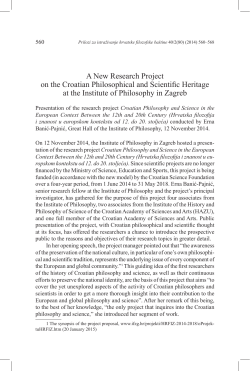 A New Research Project on the Croatian Philosophical and