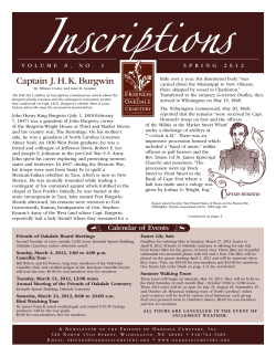 Friends of Oakdale Cemetery, Inscriptions, Spring 2012 Edition