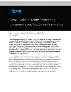Small-Dollar Credit: Protecting Consumers and