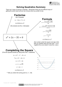 Factorise Formula Completing the Square