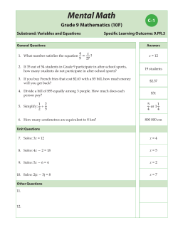 Mental Math Grade 9 Mathematics (10F)