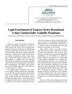 Lipid Enrichment of Eastern Oyster Broodstock Using