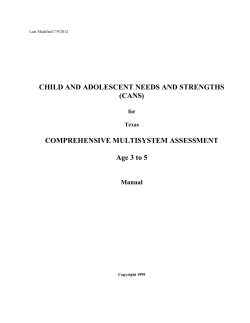 (CANS) Manual, Ages 3-5 - Texas Department of State Health