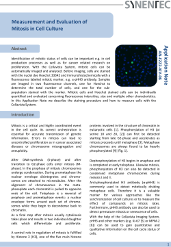 Application Note A Measurement and Evaluation of Mitosis in Cell