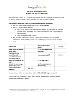 Insurance Worksheet for Nutrition Counseling