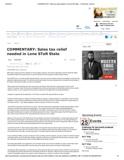 COMMENTARY: Sales tax relief needed in Lone STaR State Events