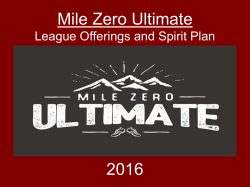 MZU 2016 Year Plan - Mile Zero Ultimate