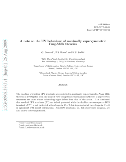 A note on the UV behaviour of maximally supersymmetric Yang