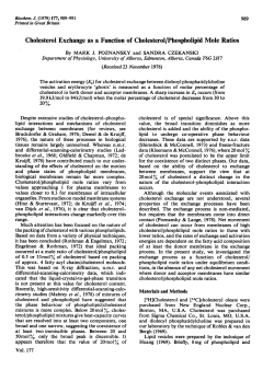 Cholesterol Exchange as a Function of Cholesterol/Phospholipid