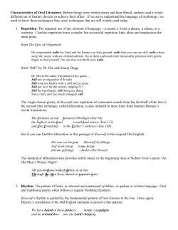Characteristics of Oral Literature