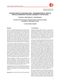 SUCROSE PARTICLE SIZE REDUCTION