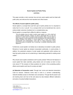 1 Social Capital and Public Policy - summary