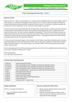 Prep Teaching and Learning &ndash; Term 1