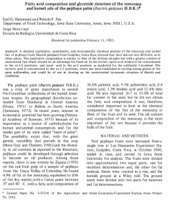 Fatty acid composition and glyceride structure o&iacute; the mesocarp and