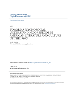 toward a psychosocial understanding of suicide in american