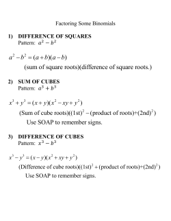 ( )( ) (sum of square roots)(difference of square roots.) a b a b a b - = + -