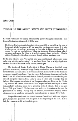 TENDER Is&middot; THE NIGHT: KEATS AND SCOTT