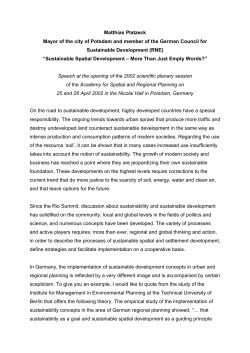 Sustainable Spatial Development &ndash; More Than Just Empty Words?