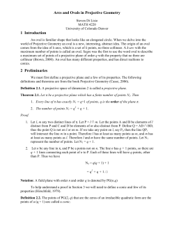 Arcs and Ovals in Projective Geometry