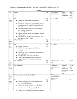 Tentative Assignments for A2 D61-75