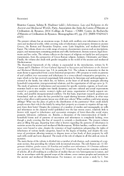 B&eacute;atrice Caseau, Sabine R. Huebner (edd.), Inheritance, Law and