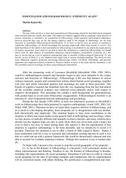 1 ESSENTIALISM AND FOLKSOCIOLOGY: ETHNICITY AGAIN