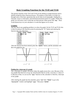 Basic Graphing Functions for the TI-83 and TI-84
