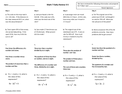 3x - 2y + 4 -2x - y + 8 8 + y - 4x 5y + 3x - 2 Math 7 Daily Review 3-5