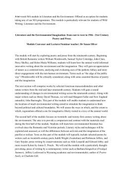 LT978 AU Literature and the Environmental Imagination