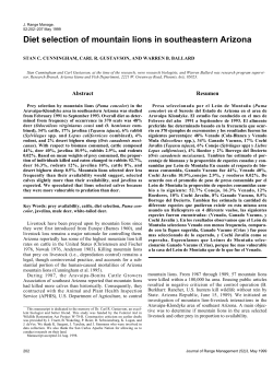 Diet selection of mountain lions in southeastern Arizona