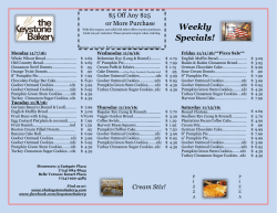 Specials - Keystone Bakery