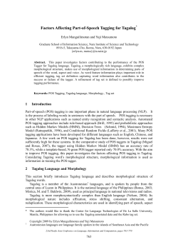 Factors Affecting Part-of-Speech Tagging for Tagalog