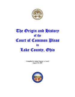 The Origin and History Court of Common Pleas Lake County, Ohio