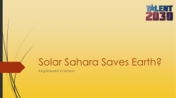 Solar Sahara Saves Earth?
