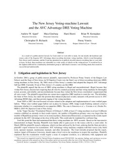 The New Jersey Voting-machine Lawsuit and the AVC Advantage