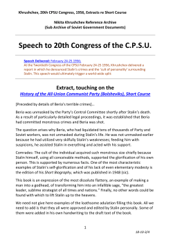 Speech to 20th Congress of the C.P.S.U.