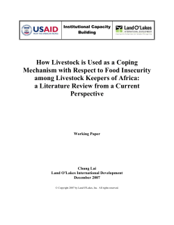 How Livestock is Used as a Coping Mechanism with Respect to