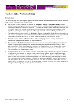 Teacher`s notes: Practical activities