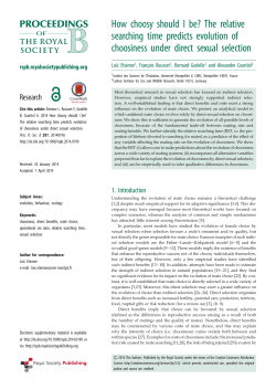 How choosy should I be? - Biologie Évolutive Humaine
