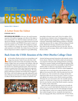 A Letter from the Editor Back from the USSR