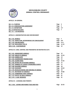 mecklenburg county animal control ordinance
