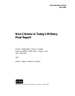 Non-Citizens in Today`s Military: Final Report
