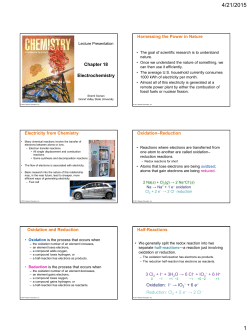 Chapter 18 Electrochemistry Harnessing the Power in Nature