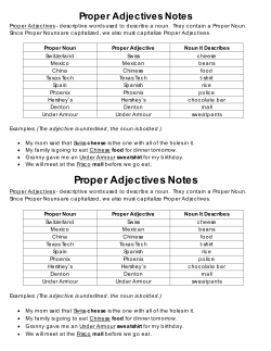 Proper Adjectives Notes