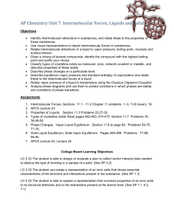 AP Chemistry Unit 7. Intermolecular Forces, Liquids and Solids.