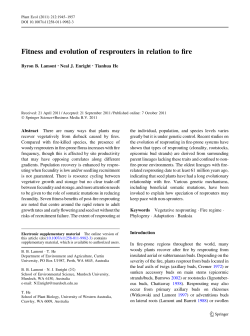 (2011) Fitness and evolution of resprouters in relation to fire